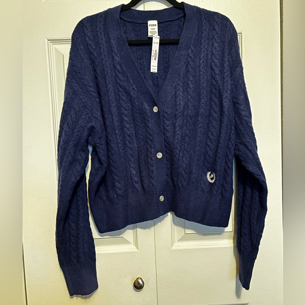 PINK Victoria’s Secret Navy Button-up Sweater
